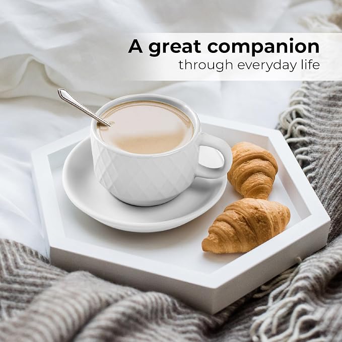 MIAMIO - 6 x 2.5 oz Stoneware Espresso Mug, Cup Set Modern - Palmanova - Image 4