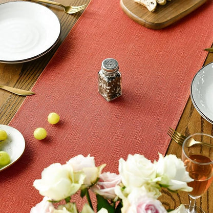 Artoid Mode Terracotta Orange Tassel Table Runner, Fall Linen Blend Rustic - Image 7