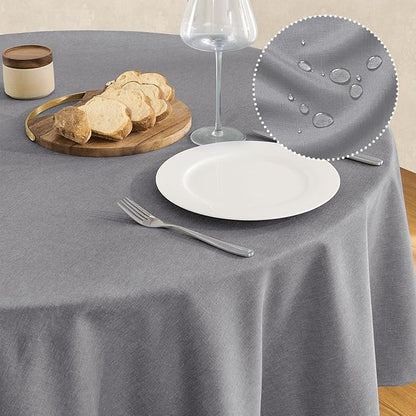 Tablecloth Linen Textured Waterproof & Stain Resistant Table Cloth Wrinkle Free Decorative Fabric Farmhouse Table Cover for Dining/Party/Buffet/Wedding, 60 x 60 Inch, Dark Grey