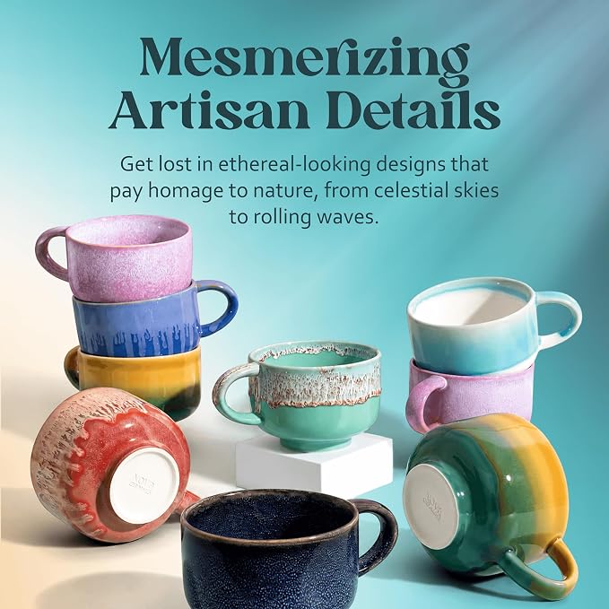 NOVA CERAMICS Handmade Unique Coffee Mug - 16 oz Ceramic Mug - Lagoon | - Image 9