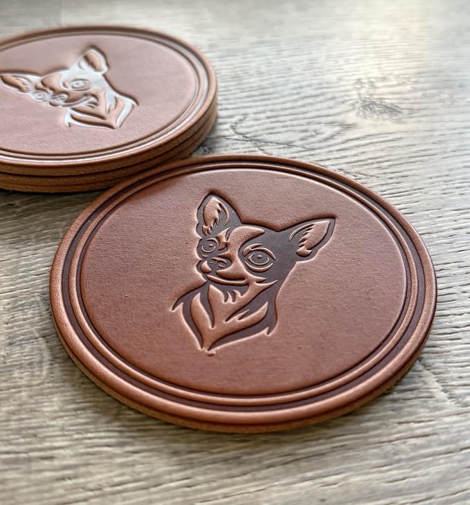 Dog Breed Leather Coasters – Premium Full Grain Table Protectors - Image 6