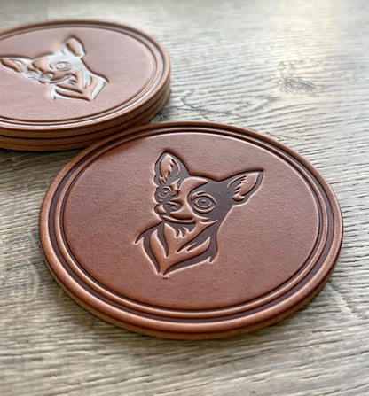 Dog Breed Leather Coasters – Premium Full Grain Table Protectors - Image 4