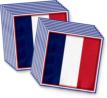 France French Flag Birthday Party Supplies Set Plates Napkins Cups Tableware Kit for 16