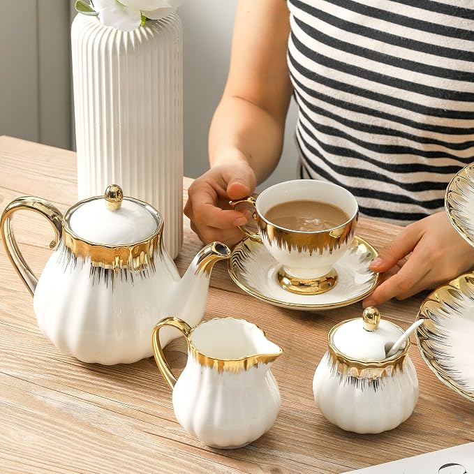 LETAOTAO Tea Cups and Saucers Set of 6, 7 oz Turkish Coffee Cup set | Ceramic - Image 7