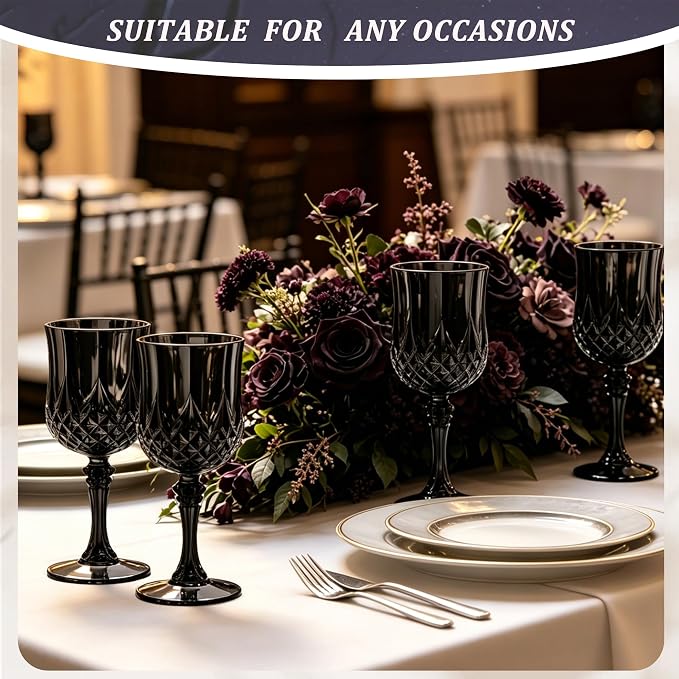 7OZ Plastic Wine Glasses, Reusable Vintage Goblets Unbreakable Drinking Glasses - Image 5