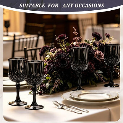 7OZ Plastic Wine Glasses, Reusable Vintage Goblets Unbreakable Drinking Glasses - Image 5