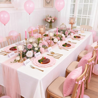 COLOSUS 100 pcs Pink Plastic Plates Set, Nice Disposable Plates,Pink Disposable plates Set for 50 Guest include 50 Dinner Plate 10.5 &50Dessert plates 8.25 for Party,Wedding, Birthday, Valentine's Day