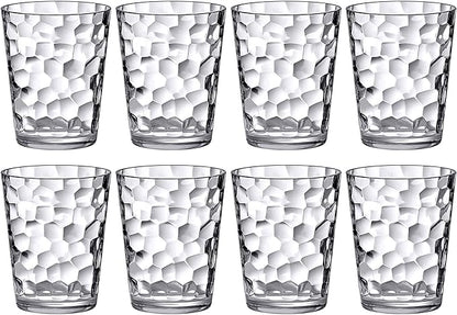 Amazing Abby - Iceberg - 10-Ounce Plastic Tumblers (Set of 8), Plastic Drinking Glasses, All-Clear Reusable Cups, Stackable, BPA-Free, Shatter-Proof, Dishwasher-Safe
