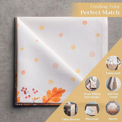 Maison d' Hermine Cloth Napkins Set of 4 100% Cotton for Thanksgiving Christmas Decorations Everyday Reusable Square Fall Napkins Cloth Washable Dinner Party (Oak Leaves, 20"x20")