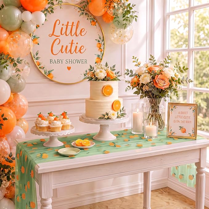 4 Pcs Orange Citrus Table Runners 29 x 70 Inch Glitter Fruit Orange Tangerine - Image 5
