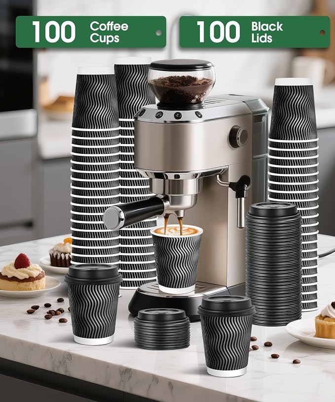 100 Pack 8 oz Disposable Coffee Cups - Image 2