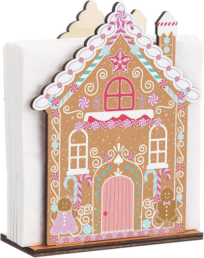 Christmas Napkin Holder for Tables Gingerbread House Napkin Holder Wooden Xmas by Namalu