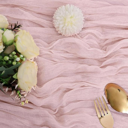 6 Pack Dusty Pink Cheesecloth Table Runner 35 x 120 Inch | Boho Gauze Fabric - Image 2