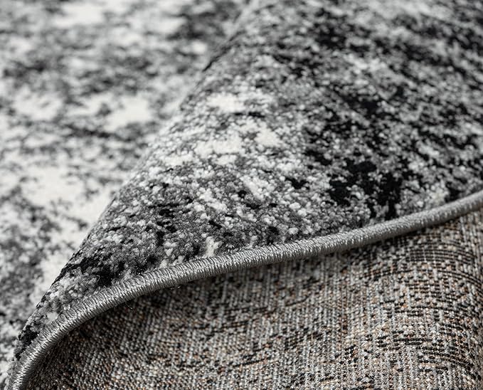 Keen Home Design Area Rugs - 10ft Round Non-Shedding, Abstract Rugs for Kitchen, Living Room, Bedroom, Dining Room, Entryway - Size: 10' Round, Abstract Black