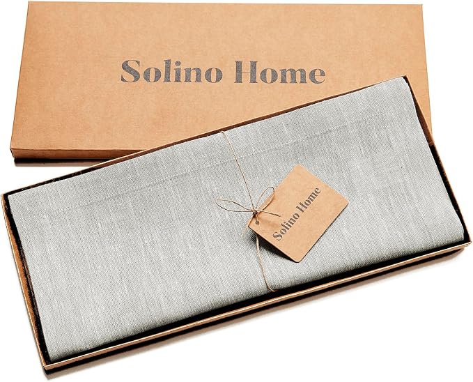 Solino Home 100% Pure Linen Table Runner Oyster Grey, Athena 14 x 156 in | - Image 5