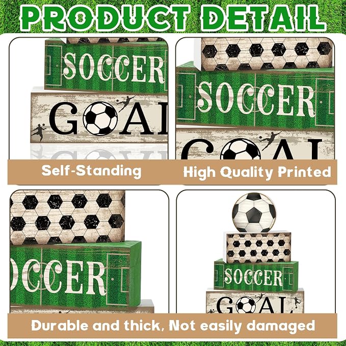 Moucuny 4 Pcs Soccer Party Decorations Soccer Table Centerpiece Football Tiered - Image 5