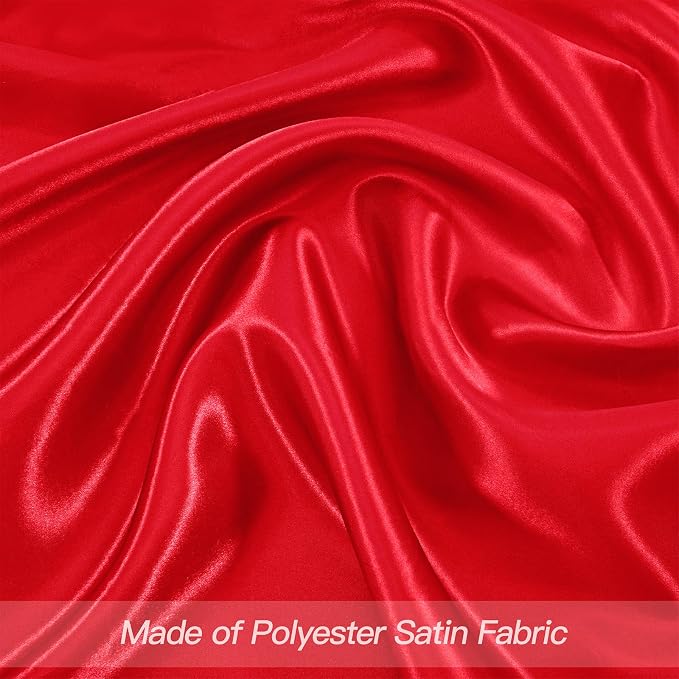 P Pothuiny 50 Pcs Red Satin Napkins 17 x 17 Inch, Satin Cloth Napkins | Square - Image 4