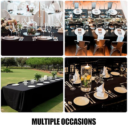 Smiry 4 Pack Rectangle Table Cloth, Waterproof Anti-Scratch Polyester Tablecloth, Decorative Washable Fabric Table Cover for Dining, Buffet, Parties and Outdoor, 60x102, Black