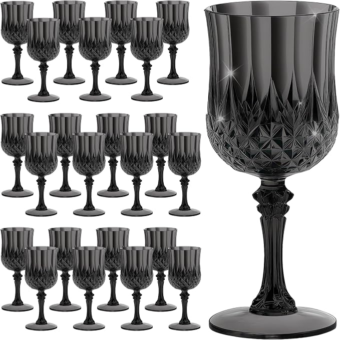 7OZ Plastic Wine Glasses, Reusable Vintage Goblets Unbreakable Drinking Glasses by Unknown