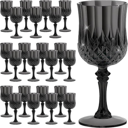7OZ Plastic Wine Glasses, Reusable Vintage Goblets Unbreakable Drinking Glasses by Unknown