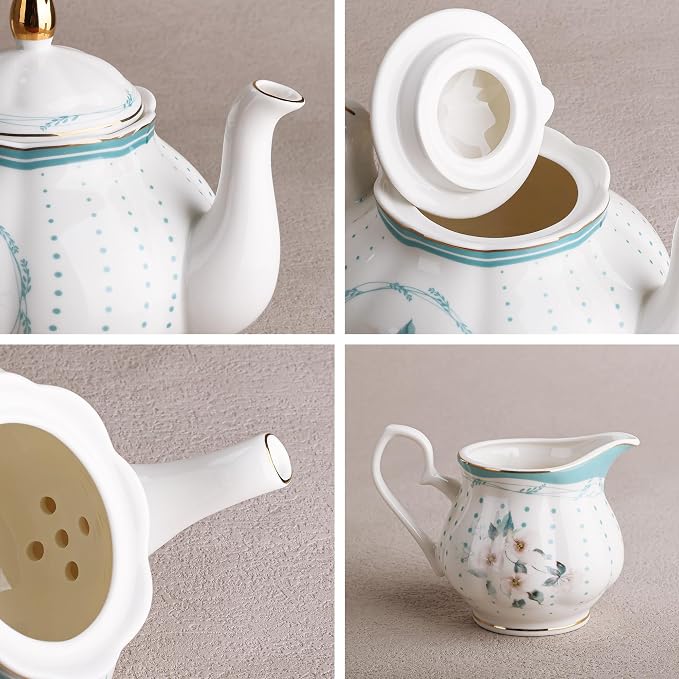 fanquare 21 Pieces Royal Style Porcelain Tea Set - Image 4