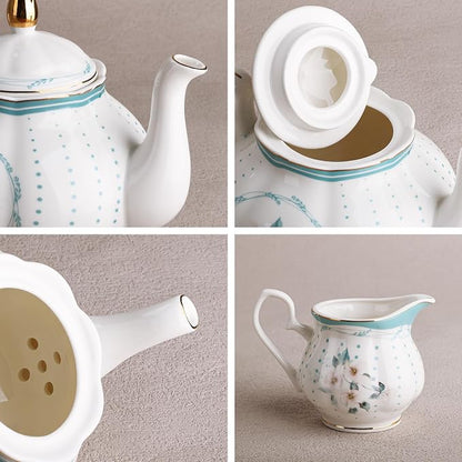 fanquare 21 Pieces Royal Style Porcelain Tea Set - Image 4