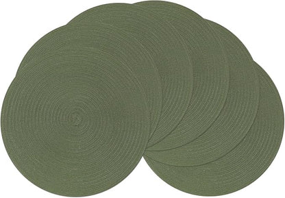 SHACOS Round Placemats Set of 6 Washable 15 inch Round Table Mats Cotton by SHACOS
