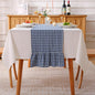 Navy Blue White Plaid Gingham Ruffle Table Runner 72 inches Long 100% Washed by KMASANIJI