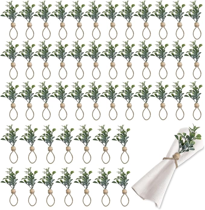 MAOANME Boho Eucalyptus Leaf Napkin Rings by MAONAME