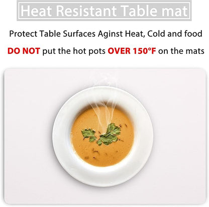 Wipeable Placemats Leather Table Mats Waterproof Heat-Resistant Easy to Clean for Dining Table Set Kitchen Table (6, White)