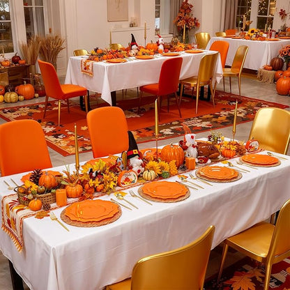 COLOSUS 100pcs orange Disposable Plastic Plate-Heavy duty plate for Party/Wedding/anniversary 50 dinner plates and 50 dessert/salad plates