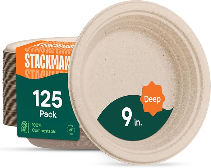100% Compostable Deep Dish Plates by StackMan