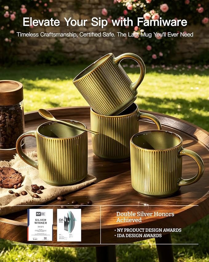 famiware Coffee Mug Set for 4, Star 12 oz Catering Mugs Cup Set - Image 5