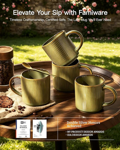 famiware Coffee Mug Set for 4, Star 12 oz Catering Mugs Cup Set - Image 5