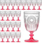 XUWAIDSGN 24Pcs Plastic Vintage Wine Glasses 13.5oz Reusable Embossed Goblet by XUWAIDSGN