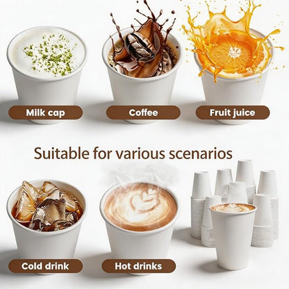 MOUMOULIFE Disposable Paper Coffee Cups 12 oz 1000 Count Bulk, Leak-Proof White - Image 5