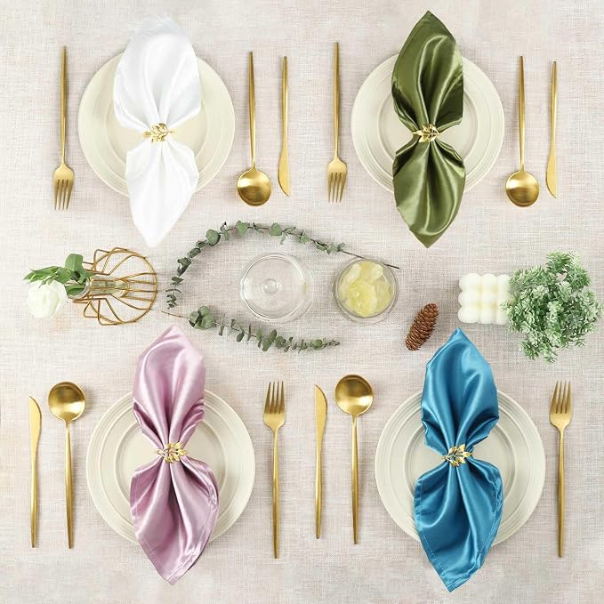Gold Napkin Rings Set of 24, Shiny Zinc Alloy, Durable Polished Leaf Shaped - Image 7