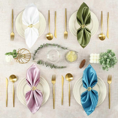 Gold Napkin Rings Set of 24, Shiny Zinc Alloy, Durable Polished Leaf Shaped - Image 7
