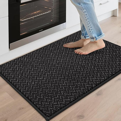COSY HOMEER Kitchen Rugs 20"x32" Non-Slip Kitchen Mats for Floor Absorbent Stain Resistant Kitchen Floor Mat Machine Washable Rugs for Kitchen,Hallway,Sink,Black