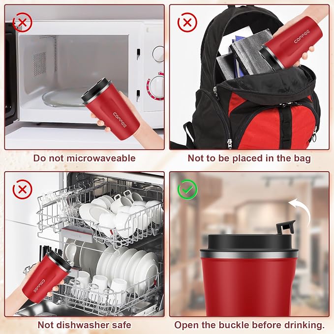 MOMSIV 12oz Travel Coffee Mug, Insulated Coffee Cup - Image 6