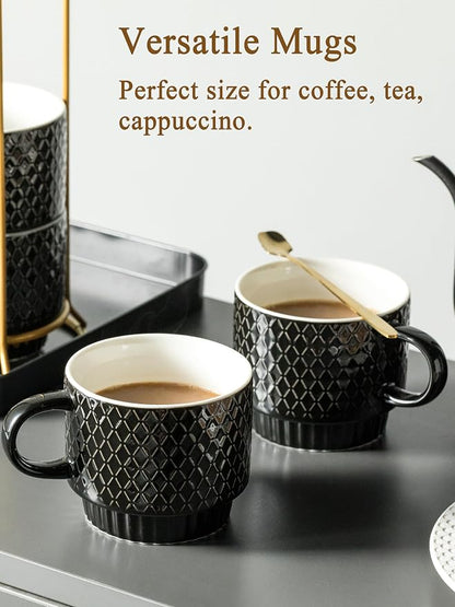 Gomakren Coffee Mugs Set of 4, 13oz Stackable Coffee Cups - Image 6