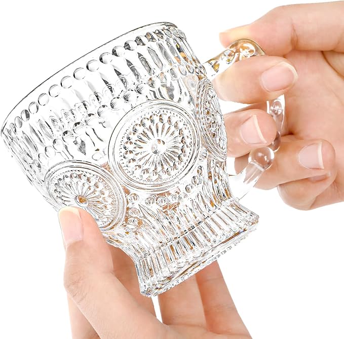 Kingrol 6-Piece Embossed Glass Mug Set - Image 4