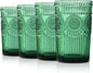 Joeyan Green Vintage Drinking Glasses, Embossed Ribbed Water Glass Cups by JoeyanHousehold