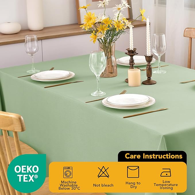 6-Pack Sage Green Tablecloths for Rectangle Tables, 90 x 132 Inches, Stain-Resistant Polyester Fabric for 8 Foot Tables - Washable Table Covers for Weddings, Birthday Parties, Events
