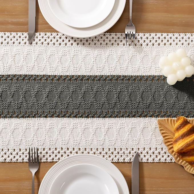 Boho Table Runner Summer Farmhouse Rustic Dining Dresser Scarf Home Decor | - Image 3
