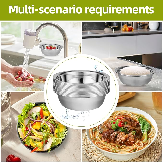 10 Pack 10.24 x 2.76 Inch Stainless Steel Mixing Bowls - Image 4