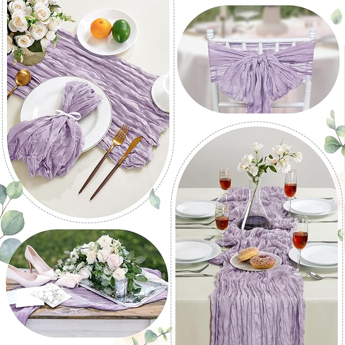 AGIRL 6 Pack Purple Cheesecloth Table Runner 10FT Boho Gauze Home Decor | - Image 6