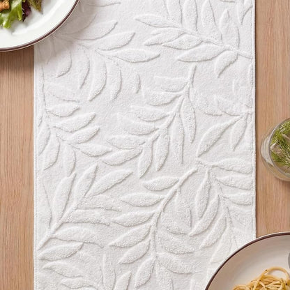 Artoid Mode White Soft 3D Jacquard Leaves 100%Cotton Spring Table Runner - Image 4