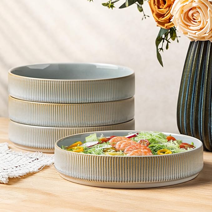 7.5" Ceramic Pasta Bowls Set of 4, Salad Bowls | Versatile Serving Bowls by TheTerra