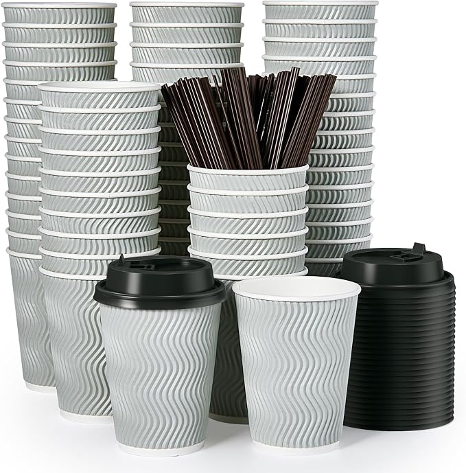 MUCHII 12 oz Coffee Cups, Paper Cups by MUCHII